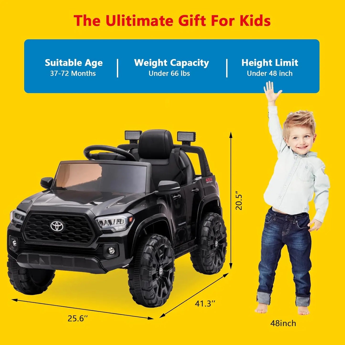 12V Kids Ride On Truck Electric Vehicle with Remote Control and Safety Features