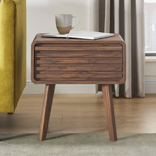 Ensley Nightstand Mid Century Modern Side Table with Drawer