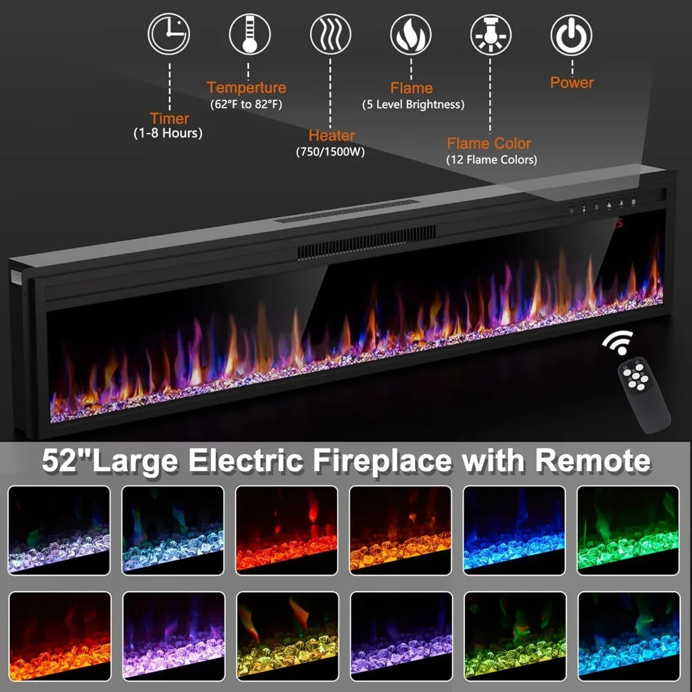 58 Inch Fireplace TV Stand for TVs Up to 65 Electric Fireplace Entertainment Center