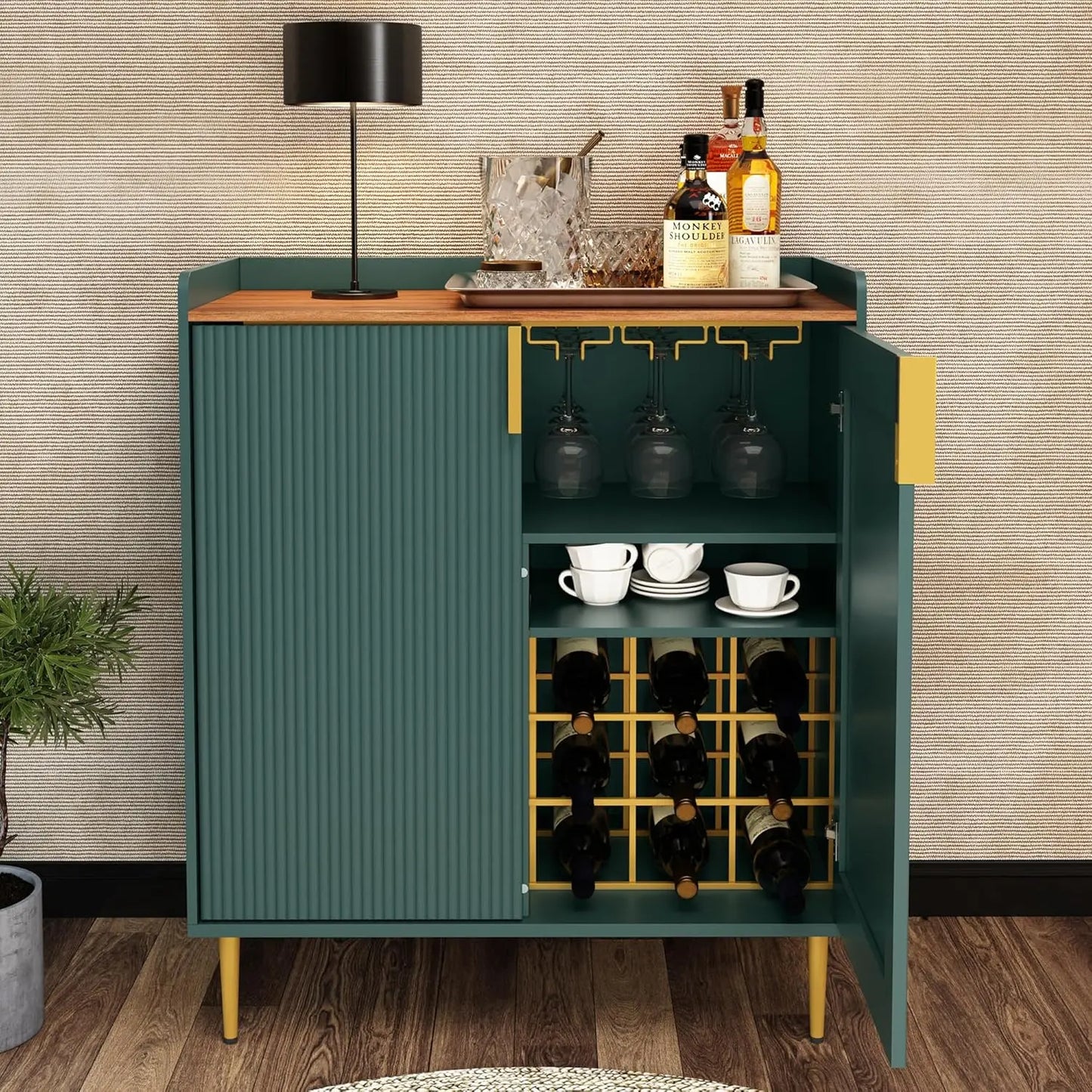 Modern Sideboard Buffet Cabinet with Wine Rack and Drawers Storage
