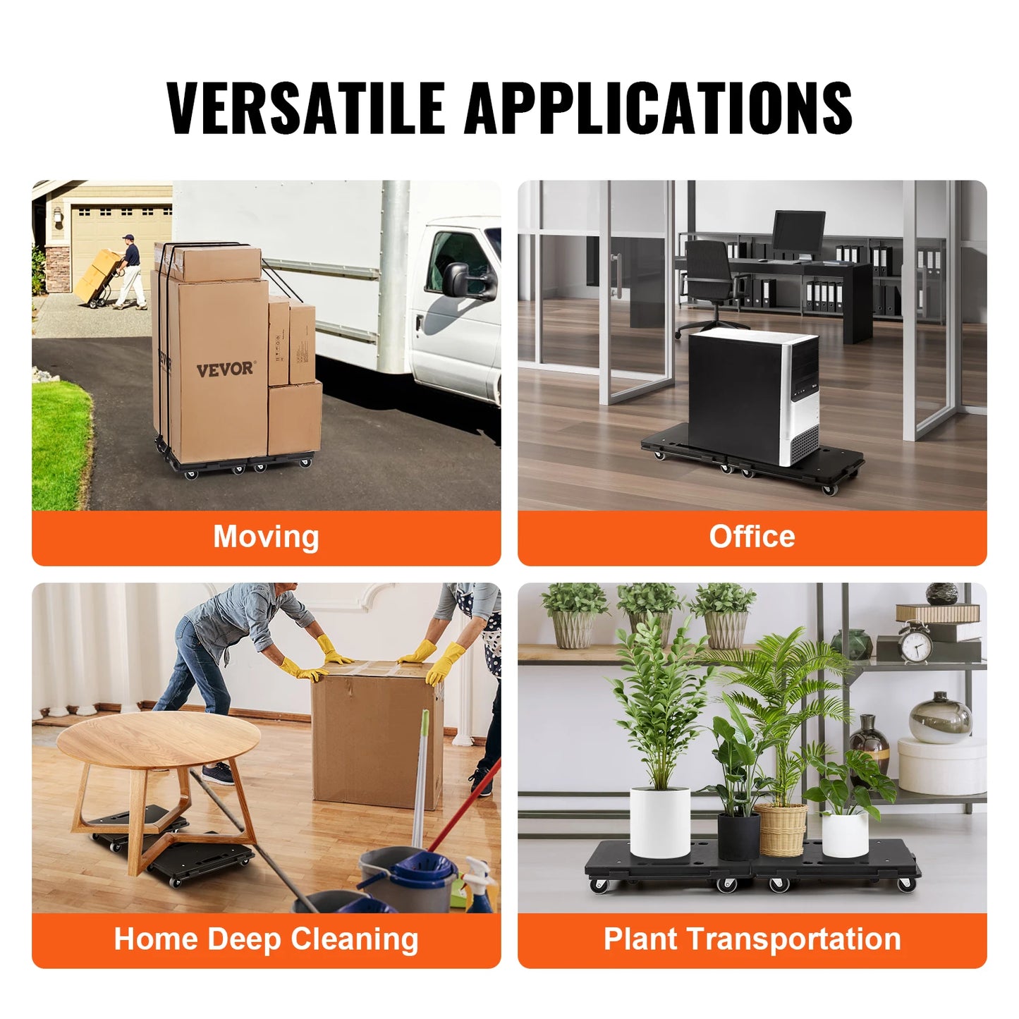 Ljustra 2 Pack Furniture Mover Dolly Trolley 500 lbs Small Flat Cart