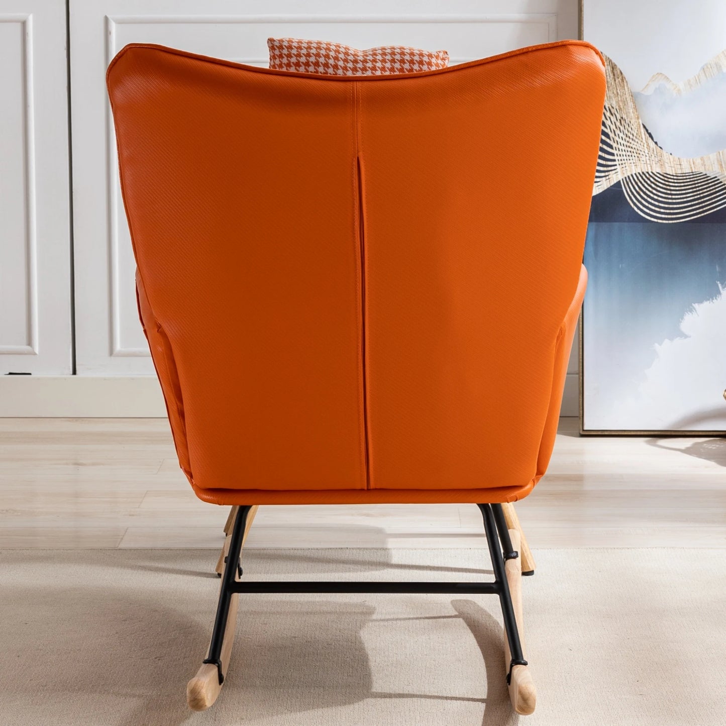 Modern Nursery Rocking Chair Upholstered Glider High Backrest Armchair