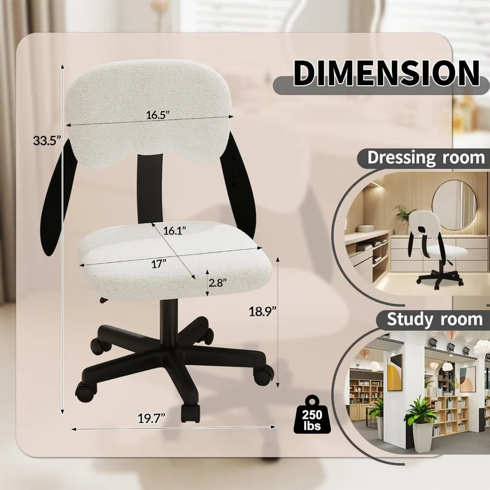 Kids Desk Chair Adjustable Swivel Wheels Puppy Shaped Back Cute Girls