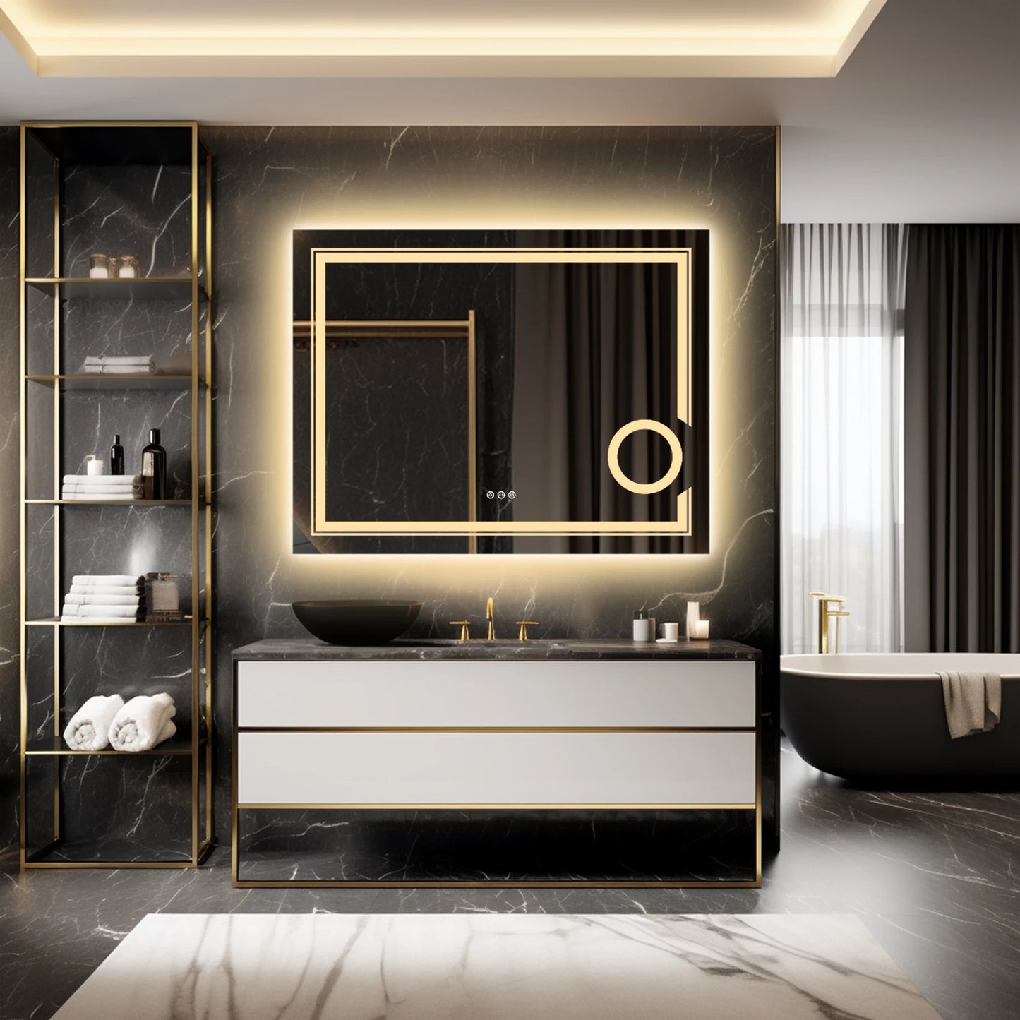 Ljustra LED Lighted Smart Bathroom Mirror 3X Magnifier Anti-Fog Wall Mounted