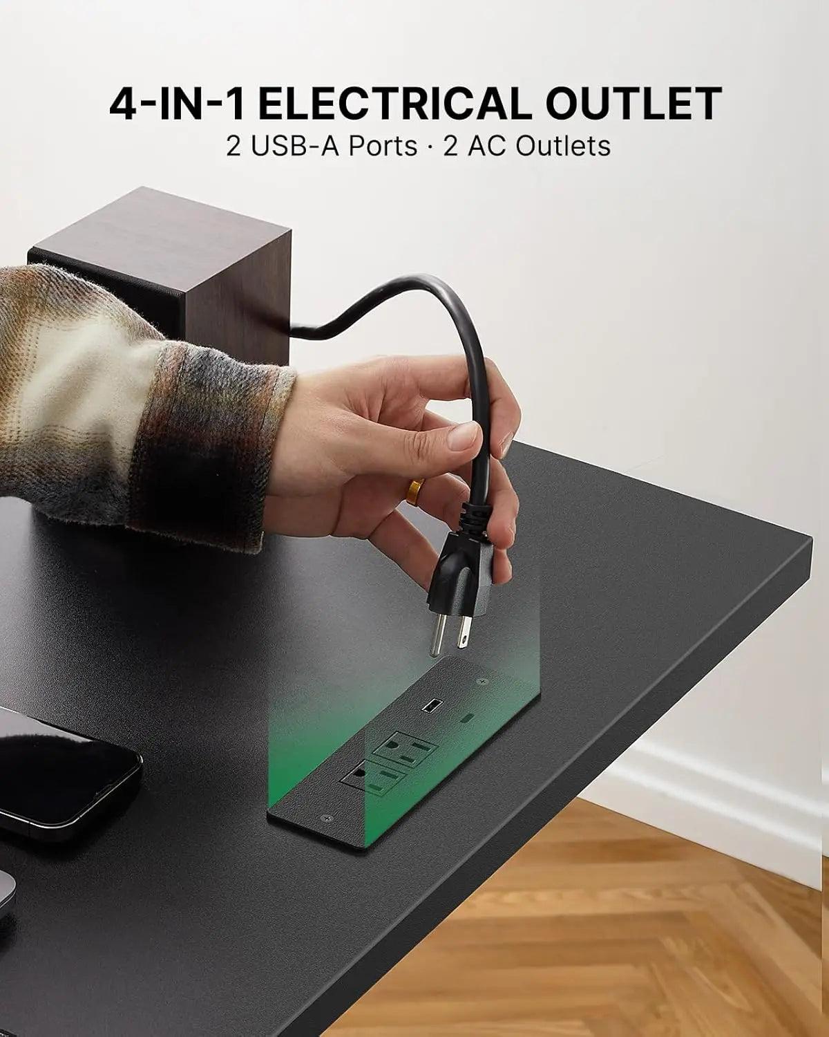 Standing Desk Adjustable Height L Shaped Electric with Outlet USB Ports