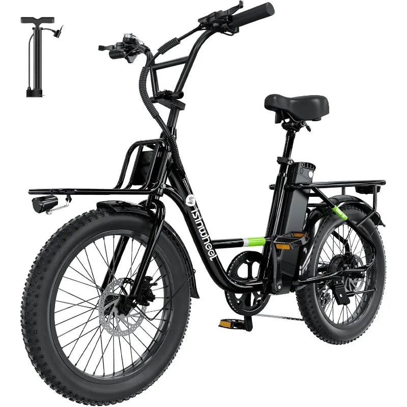 U7 Electric Bike 1000W Peak 20mph Adults 55 Miles Range Cargo Ebike