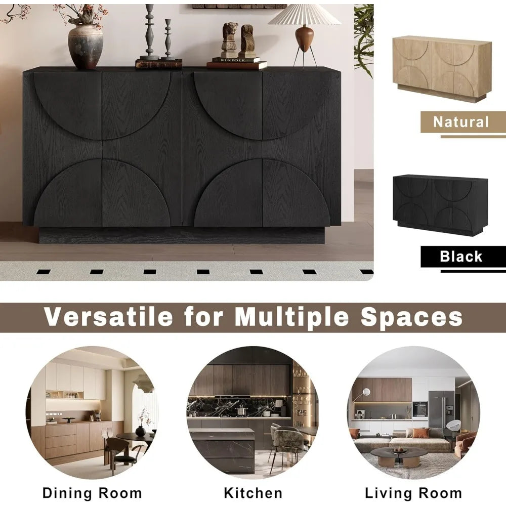 Modern Large Buffet Storage Sideboard 4 Doors Adjustable Shelf