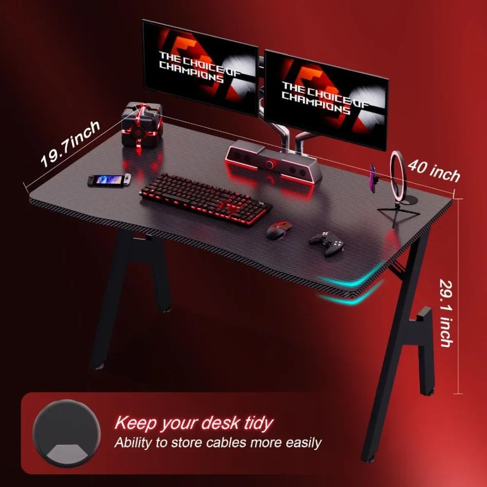 40 Inch Carbon Fiber Gaming Desk Ergonomic Computer Table Home Office