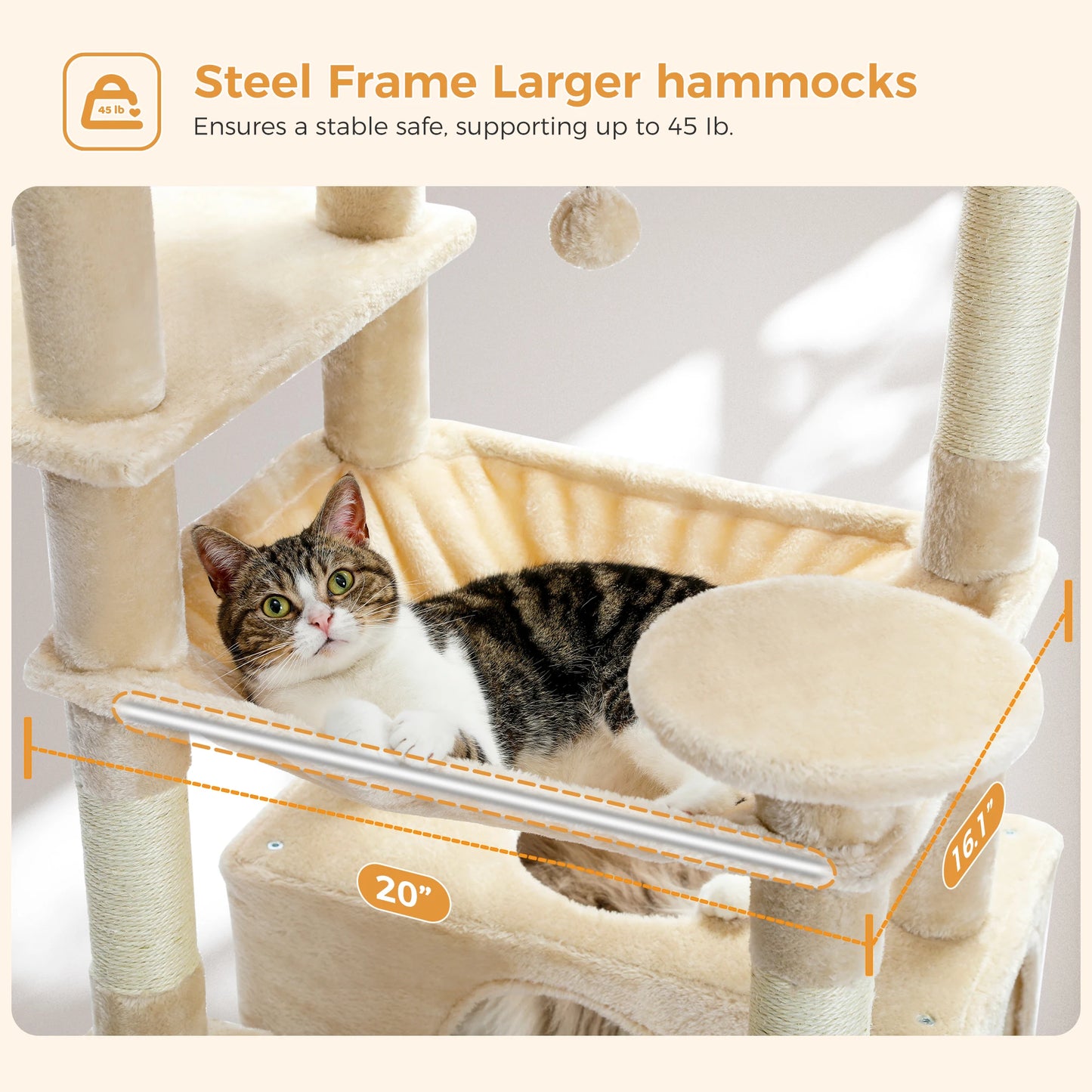 Multi-Level Cat Tree Tower Scratching Posts Hammock Condo Indoor Cats