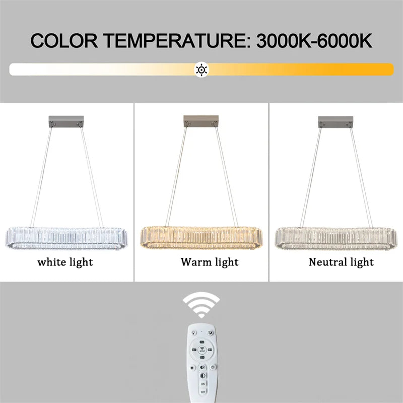 Modern Crystal Rings LED Chandelier Luxury Ceiling Lamp Remote Control