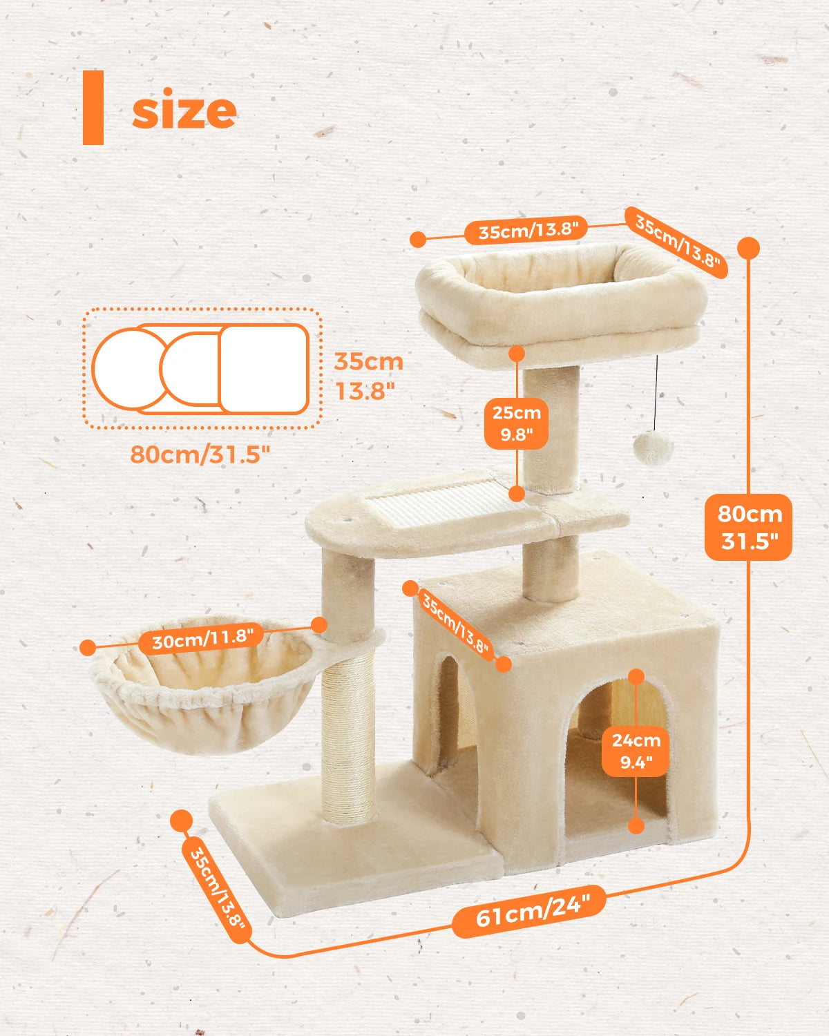 Ljustra 80cm Cat Tree Cozy Condo Indoor Luxury Perch Scratch Posts