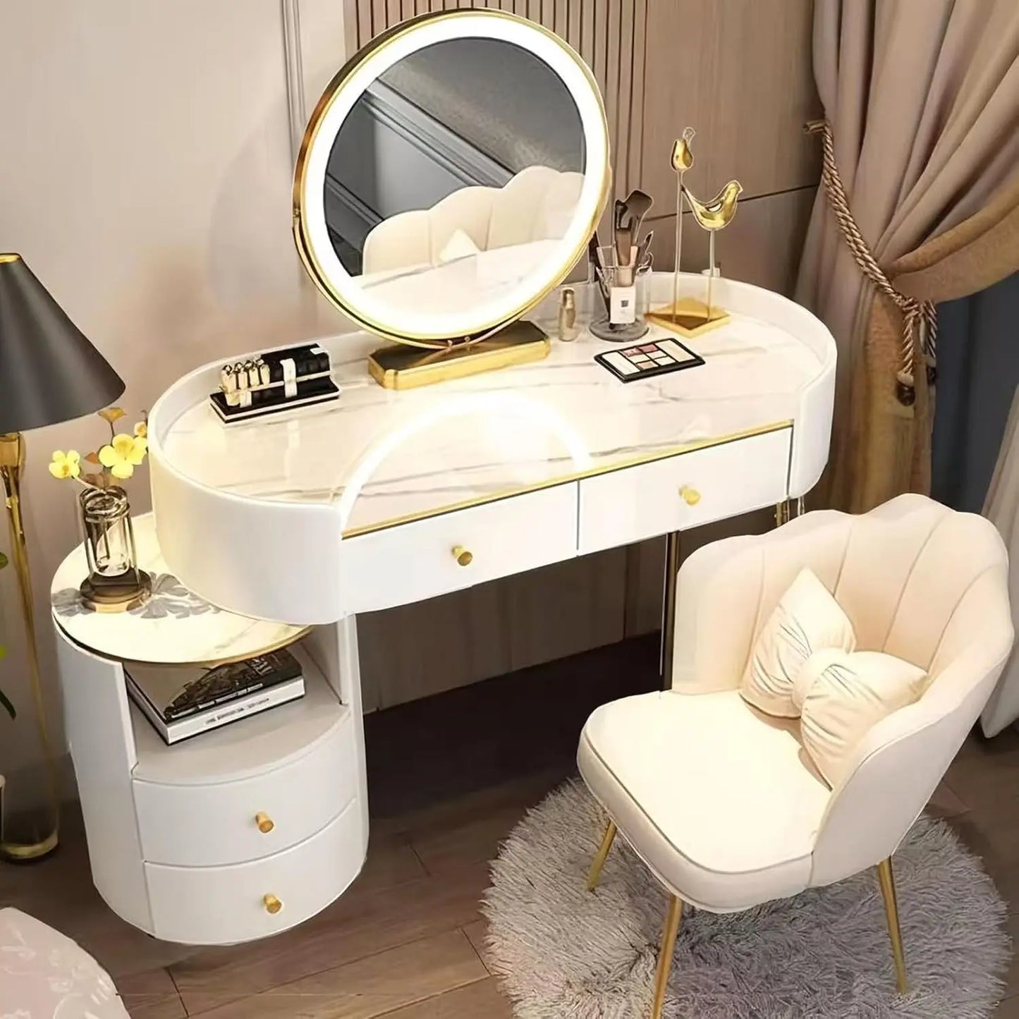 Ljustra Dressing Table with Mirror and Chair Set Vanity Makeup Desk