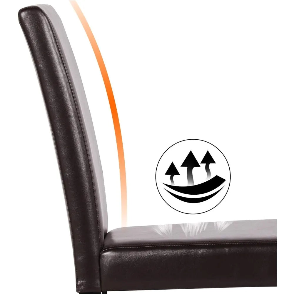 Dining Chairs Set of 4 Waterproof PU Leather with Wood Legs