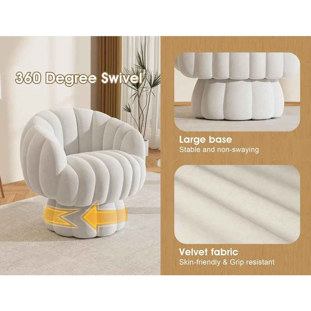 Mid Century Modern 360 Degree Swivel Accent Chair Set of 2 Velvet Armchair