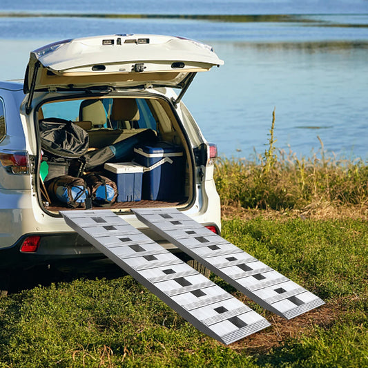 2pcs Heavy-Duty Aluminum Trailer Ramps 6000lbs 60"x12" Anti-Slip Ramps