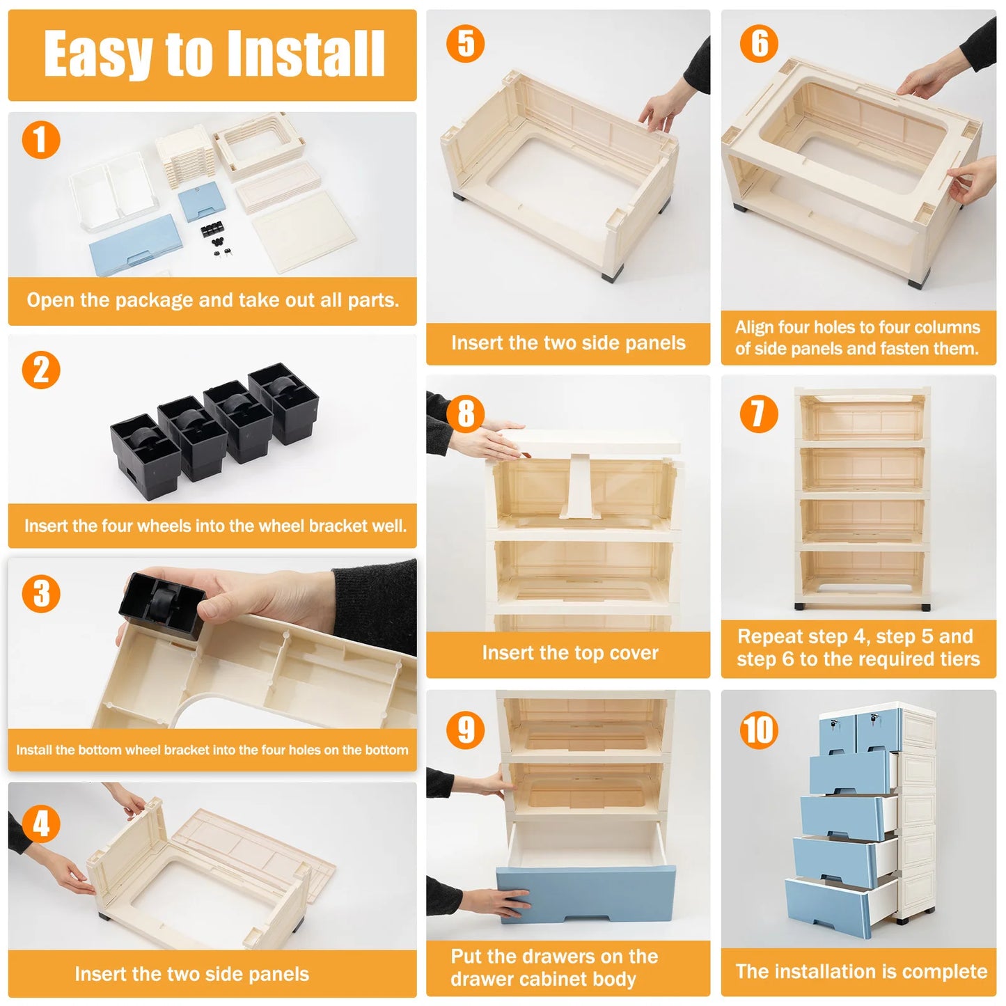 Blue Closet 6 Drawer Dresser Storage Tower Organizer Unit Home Office