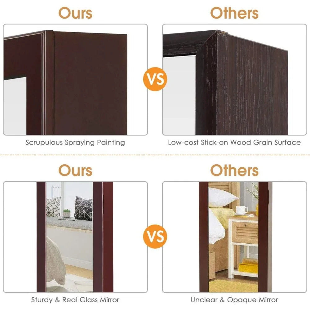 Jewelry Armoire Cabinet Wall Mounted Full Length Mirror Jewelry Organizer