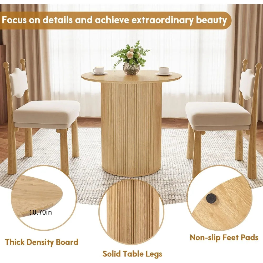 31.5" Round Dining Table Small Kitchen Table for 2-4 People Farmhouse