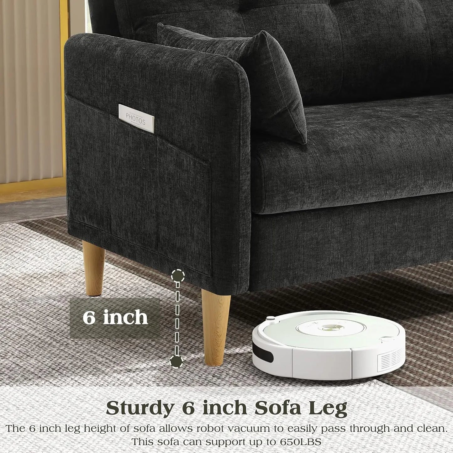 Ljustra 47 Inch Small Sofa Couch Comfy Chenille Love Seat for Living Room