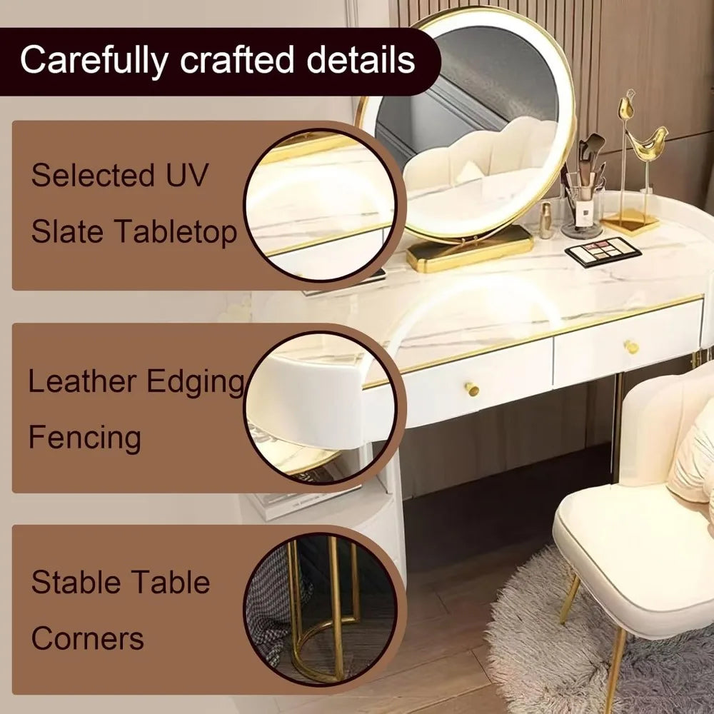 Ljustra Dressing Table with Mirror and Chair Set Vanity Makeup Desk