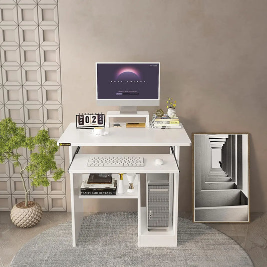 Home Office Computer Desk with Monitor Stand and Keyboard Tray