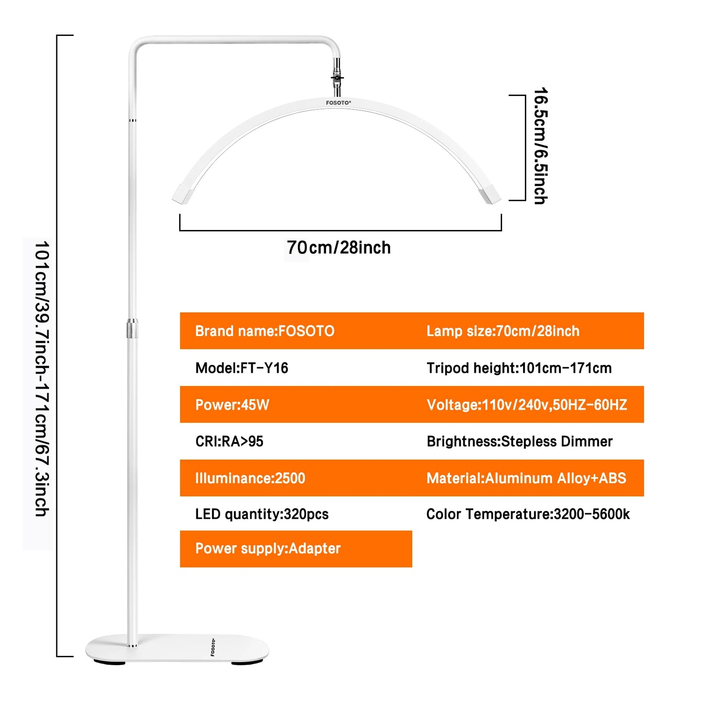 Fosoto Half-moon LED Video Light for Beauty Salon Tattoo Eyelash Work