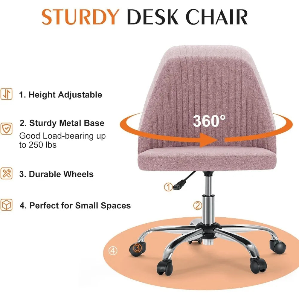 Ljustra Simple Deluxe Armless Office Desk Chair Modern Swivel Chair