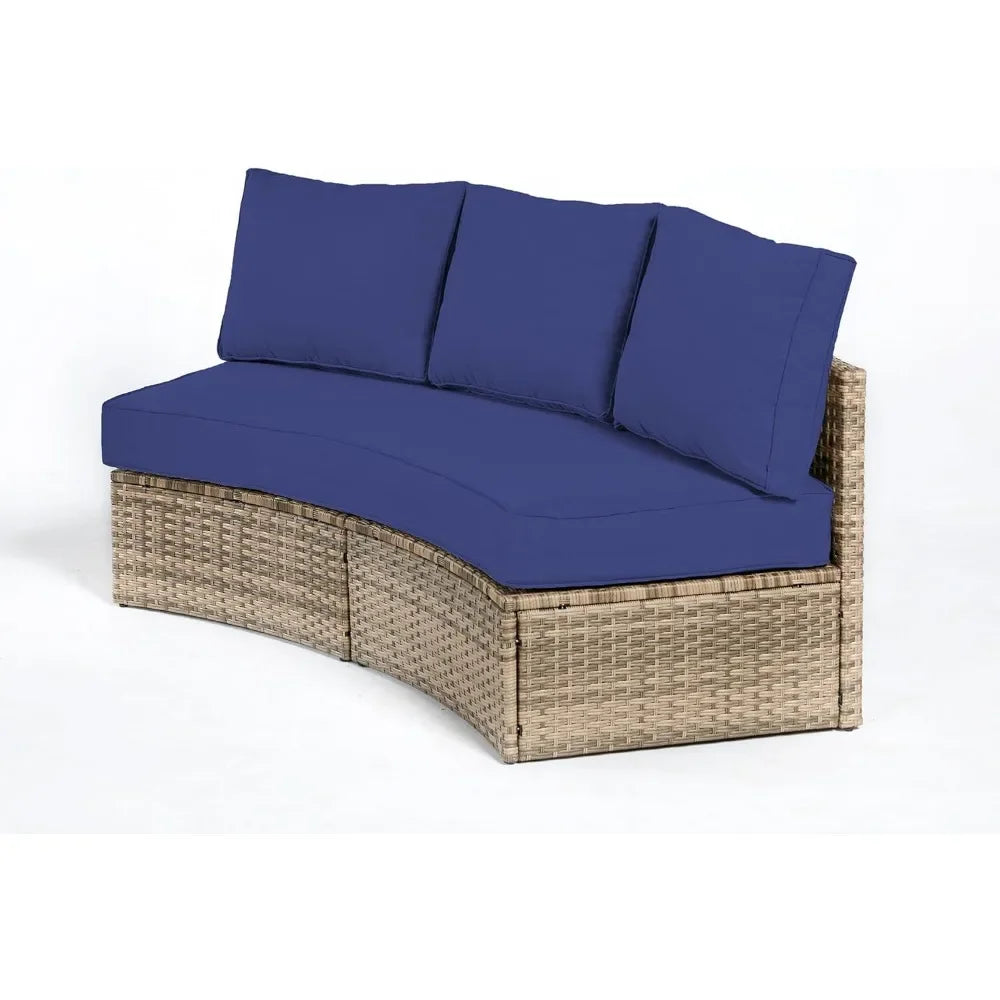 Ljustra Half-Moon Sectional Sofa Set Outdoor Patio Furniture with Cushions