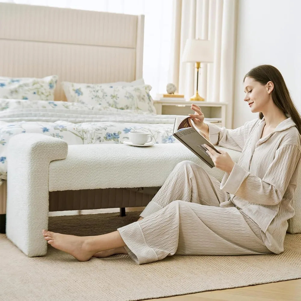 Ljustra 58.5" Modern Fabric Upholstered Entryway Bench Solid Wood Frame