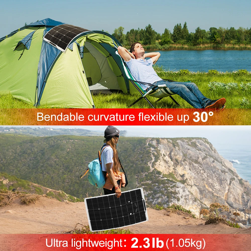 DOKIO 200W Flexible Solar Panels 2PCS Monocrystalline Waterproof Camping RV