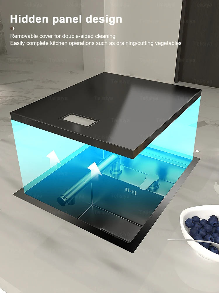 Hidden Stainless Steel Bar Sink Undermount Mini RV Washbasin Multifunctional