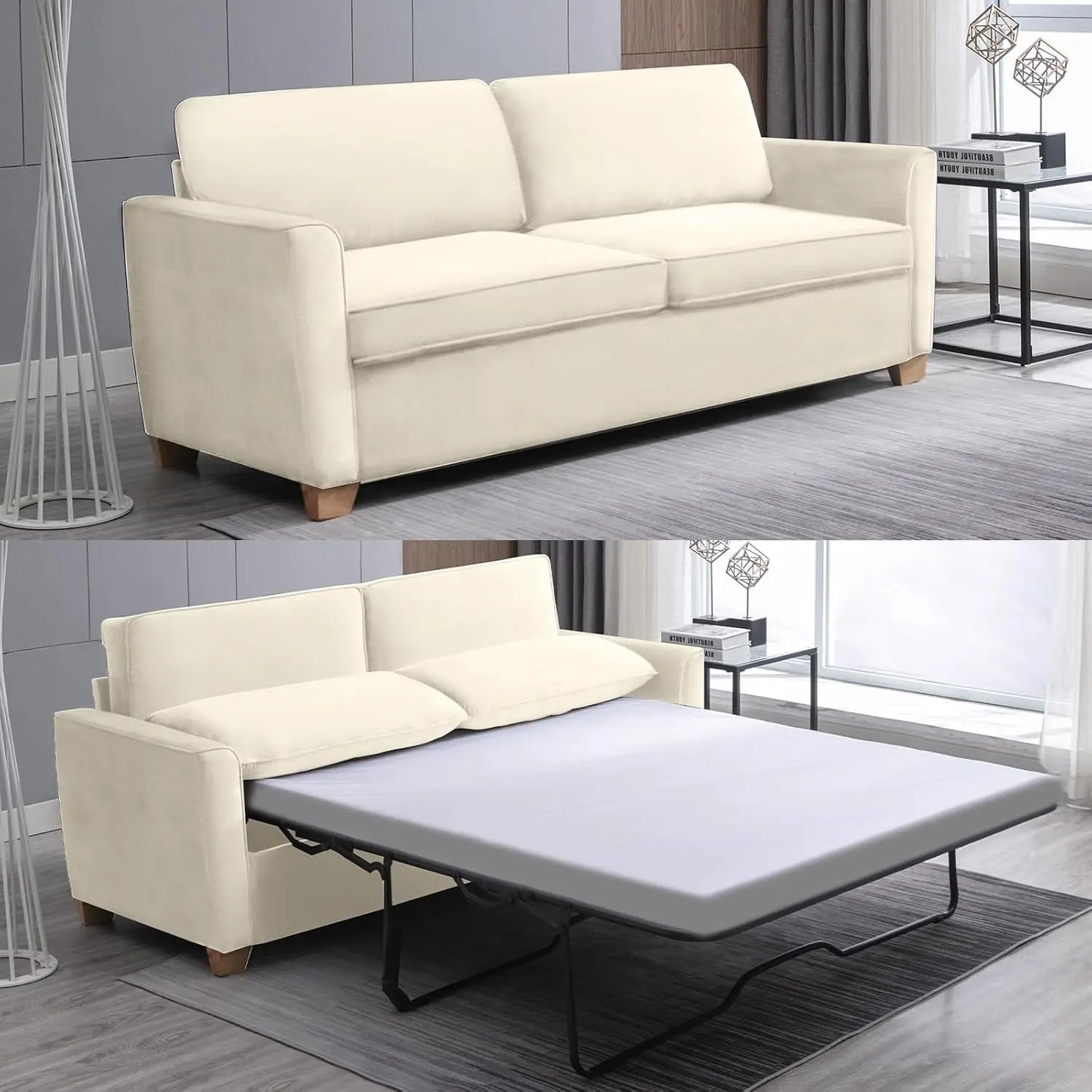 Ljustra 2-in-1 Full Pull Out Sofa Bed Modern Velvet Loveseat Sleeper Couch