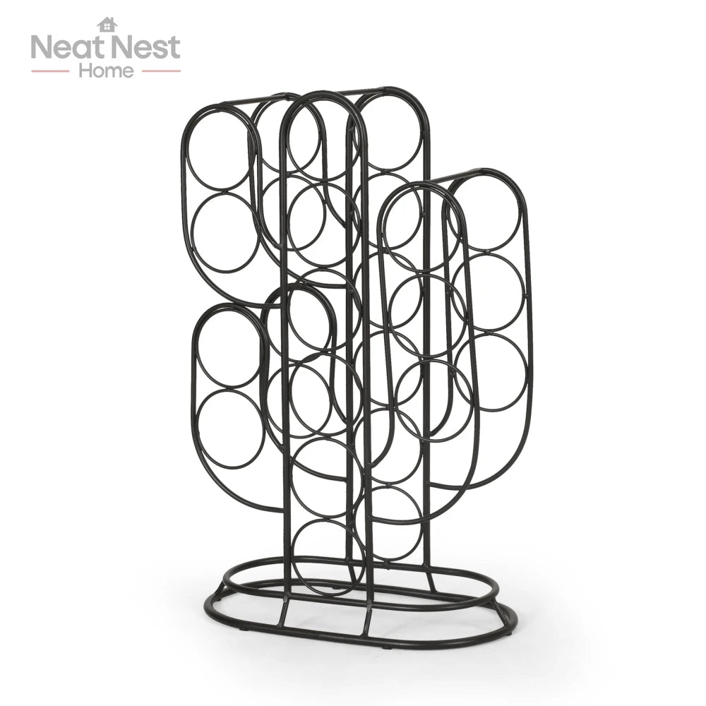 Metal Wall Mount Wine Rack Modern 6-Bottle Holder for Kitchen Bar