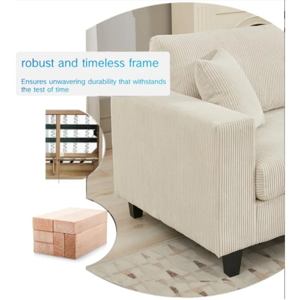 L Shaped Couch Oversized Sectional Sofa Set Deep Seat 5 Pillows