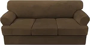 4-Piece Velvet Sofa Slipcover T-Cushion Stretch Fit | Couch Cover 72-90"