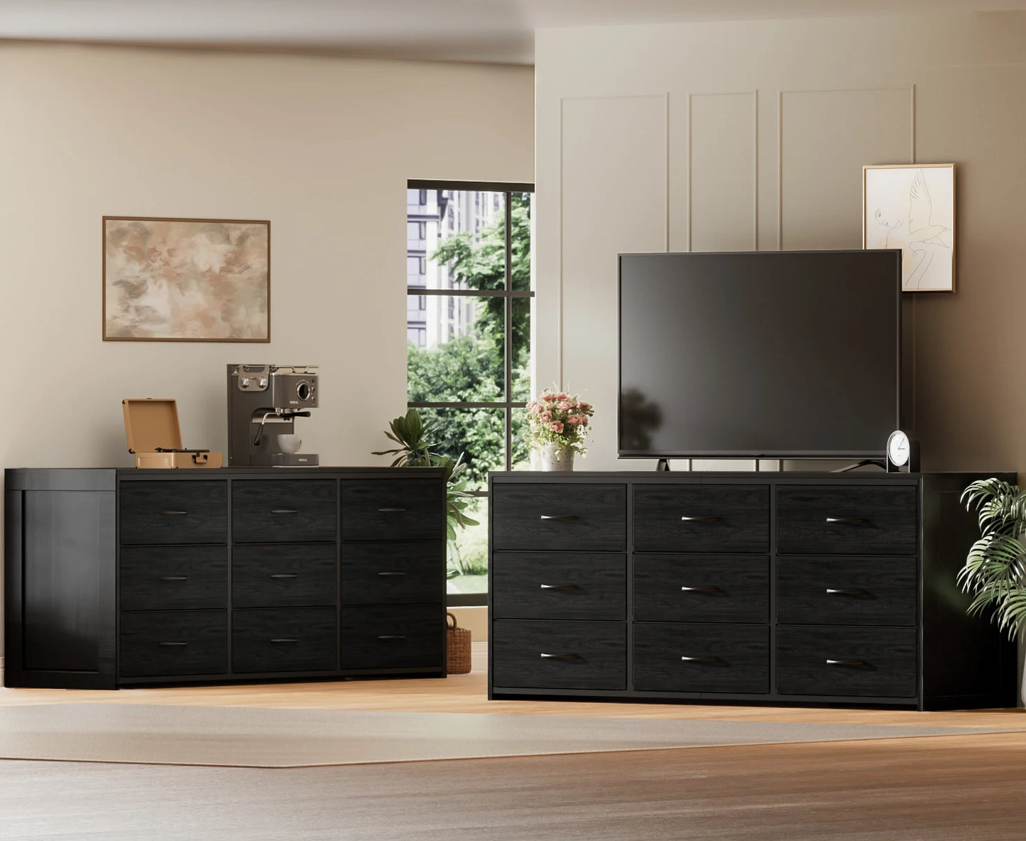 Ljustra 9 Drawer Wide Chest of Drawers Fabric Storage Dresser