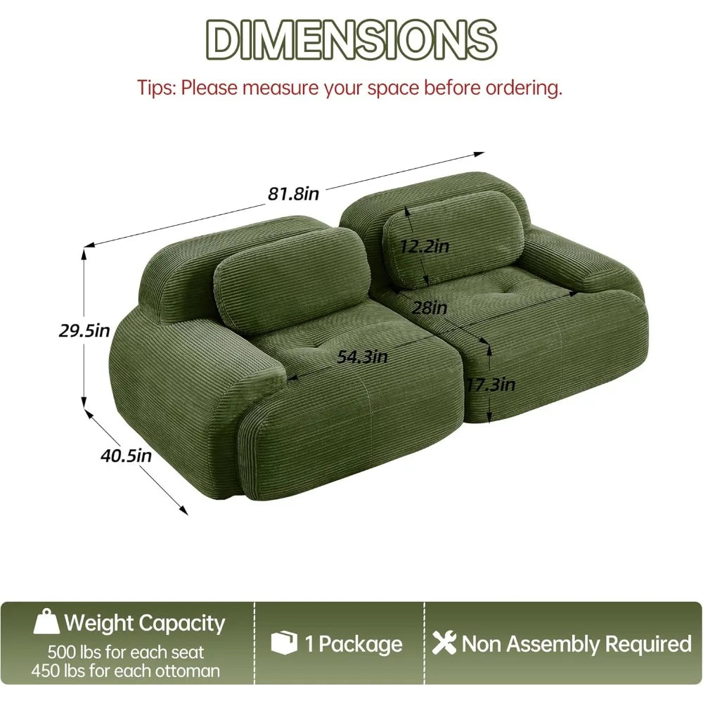Ljustra Cloud Sectional Couch Modular Sofa Comfy Loveseat for Small Space