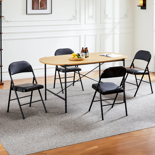 Ljustra Leather Padded Folding Chairs 4 Pack Sturdy Metal Living Room