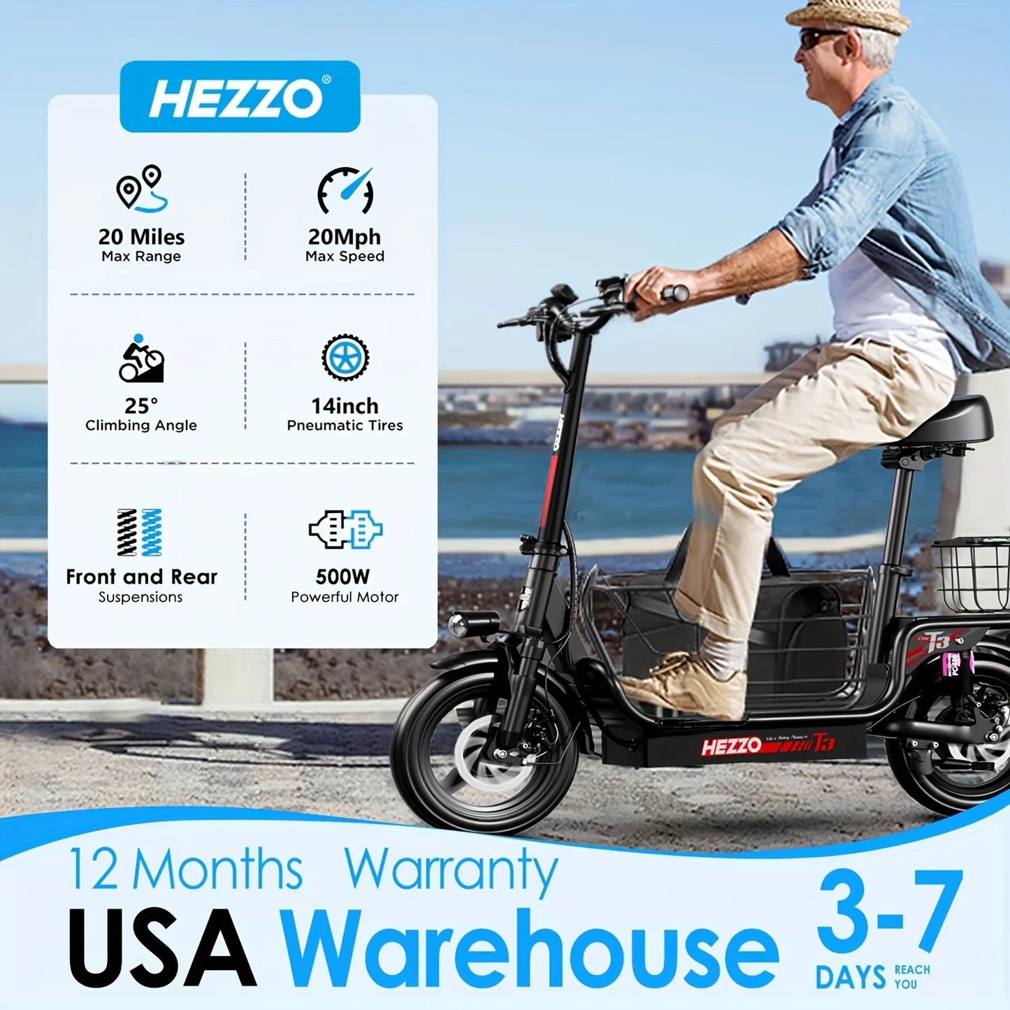 Ljustra 500W Electric Bicycle Dual Disc Brake Urban Commuter 60km Range