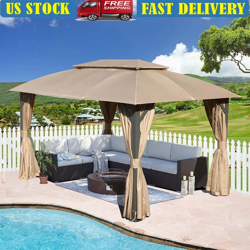 Ljustra Outdoor Gazebo Heavy Duty Canopy Tent with Adjustable Curtains
