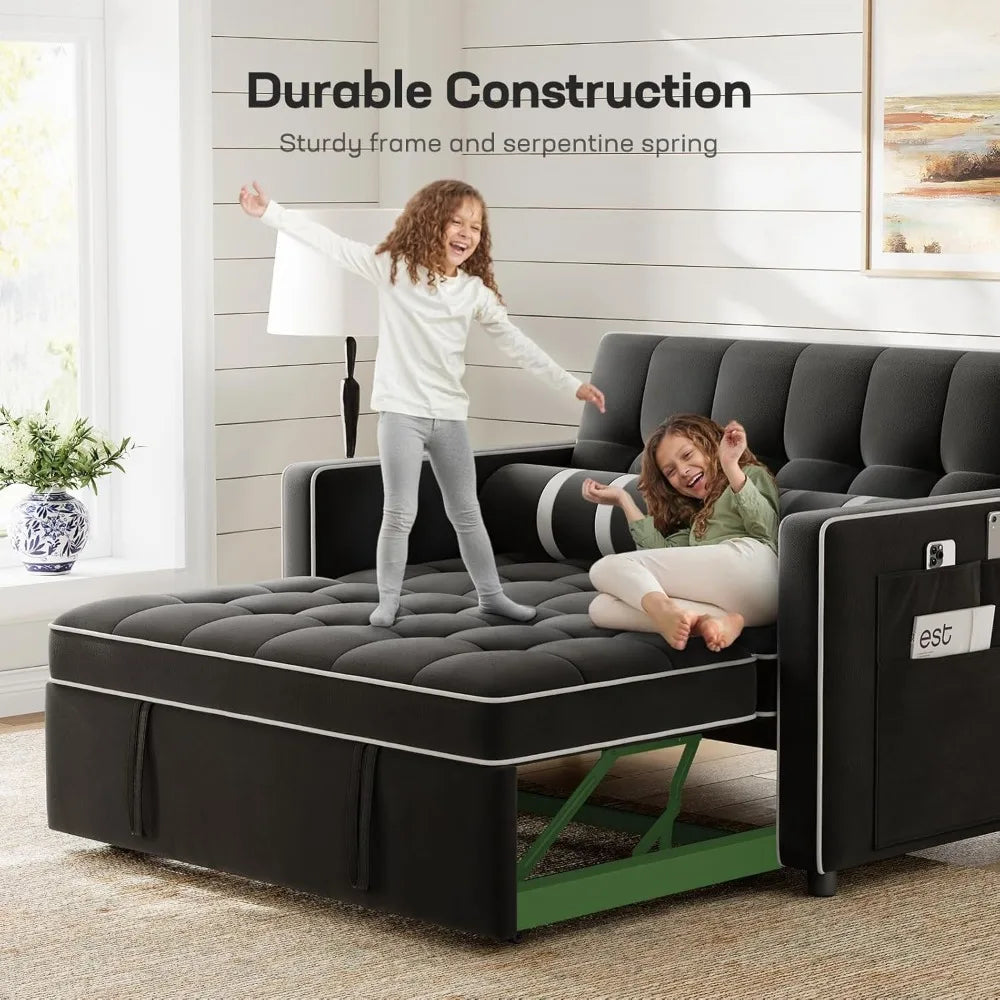 Ljustra 3-in-1 Sofa Bed with USB Charging Pull Out Couch Storage Pockets