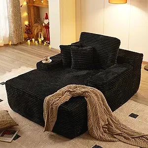 Oversized Chaise Lounge Chair Indoor Sleeper Couch Faux Fur Reading Chair