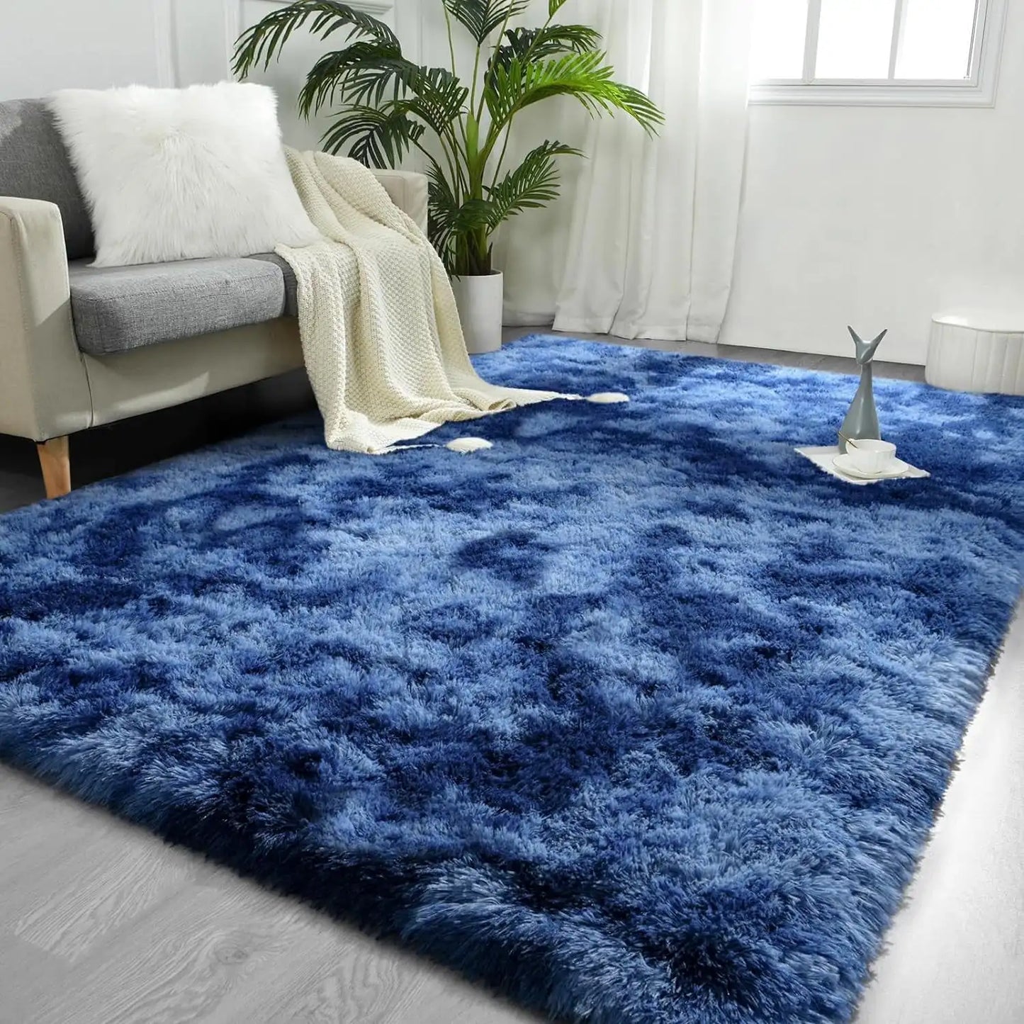 Ljustra Super Soft Plush Tie Dye Velvet Rug for Living Room Bedroom