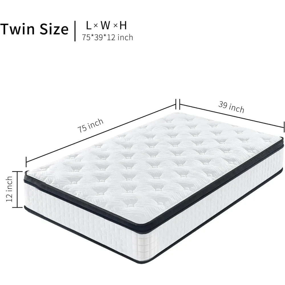 Ljustra 12 Inch Hybrid Mattress Gel Memory Foam Pocket Springs