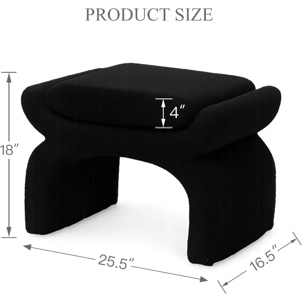 Modern Bouclé Upholstered Vanity Stool Minimalist Accent Chair Ottoman