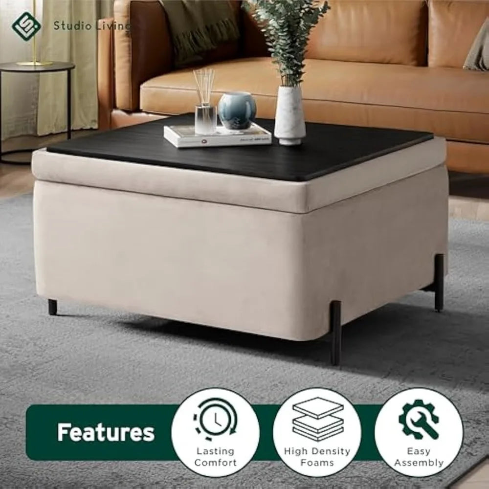 Connor Storage Ottoman Large Reversible Velvet Table with Storage