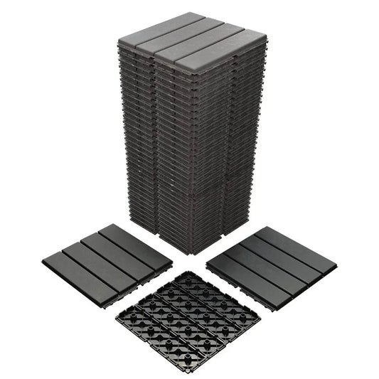36 Sq Ft Interlocking Plastic Deck Tiles for Patio Poolside Balcony
