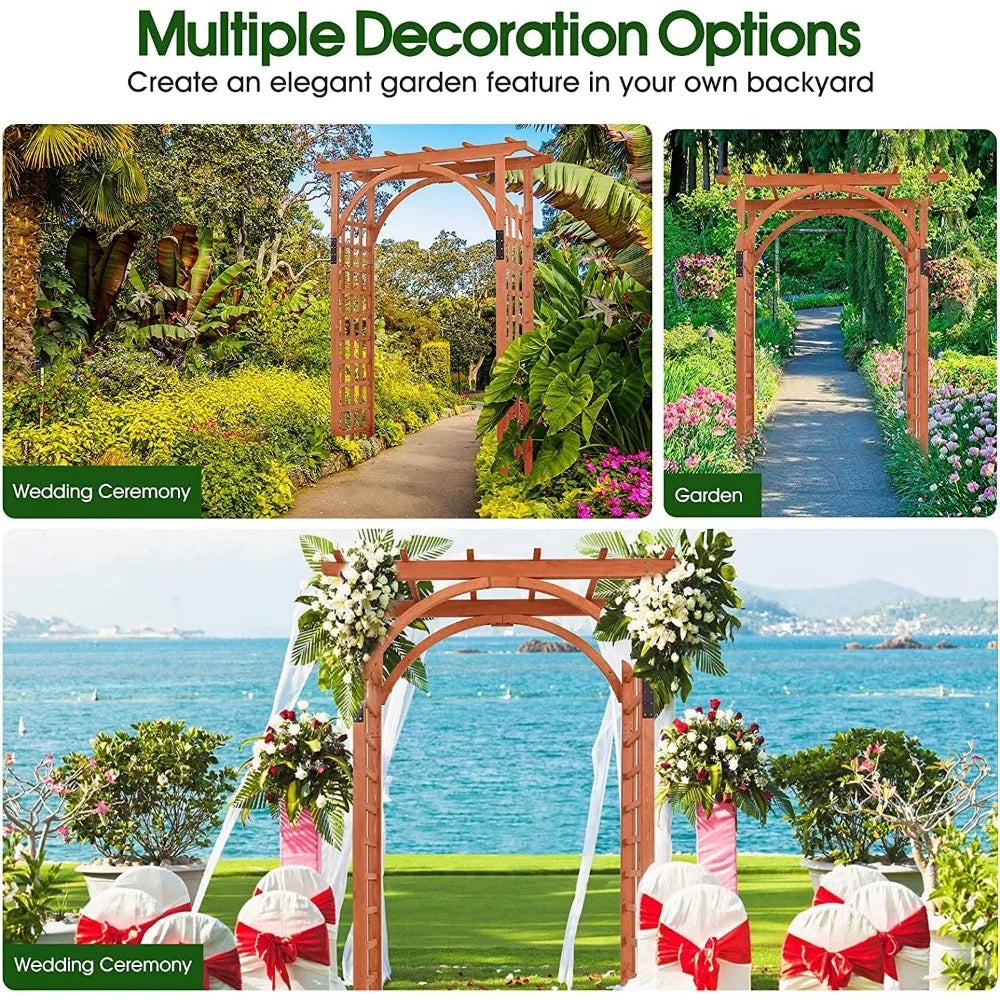 Wooden Garden Trellis Pergola 85 inch Arbor Wedding Arch Ceremony Decor