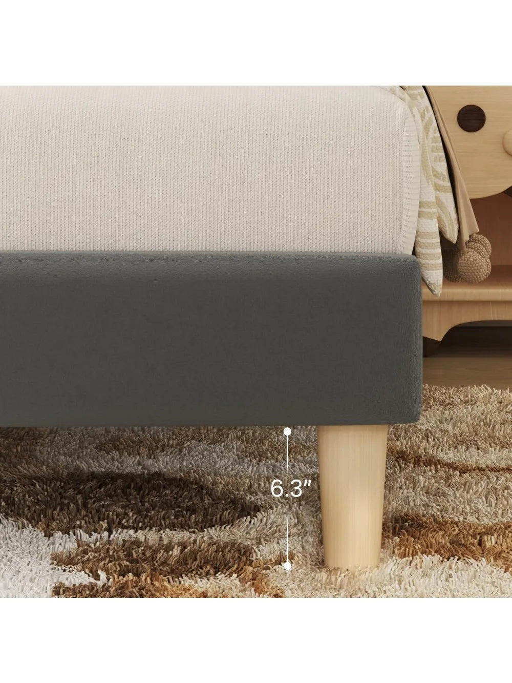 Twin Bed Frame Velvet Upholstered Headboard No Box Spring Needed