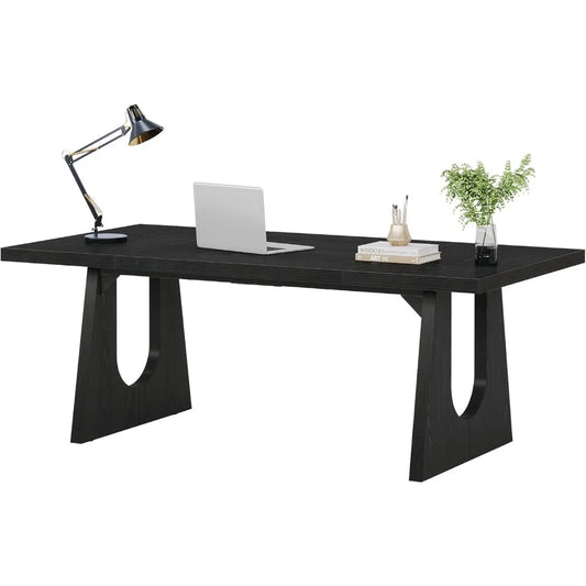 Large Executive Desk Modern Computer Office Table with Wooden Legs